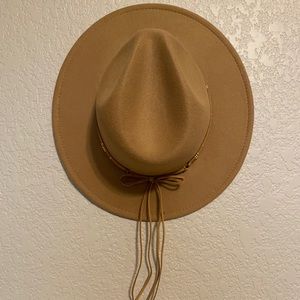 Beige with gold accent hat